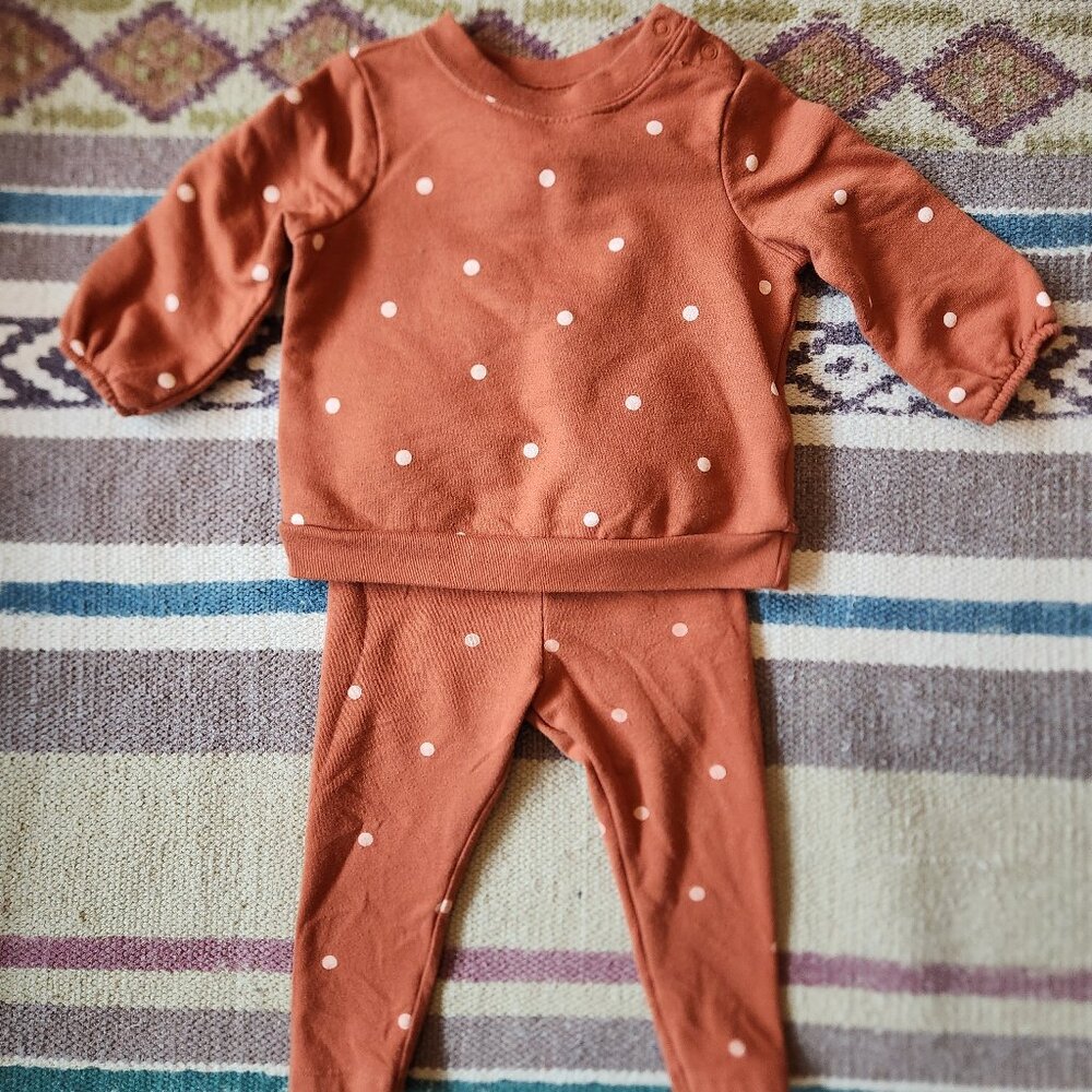 Orange polka dot sweatsuit matching set